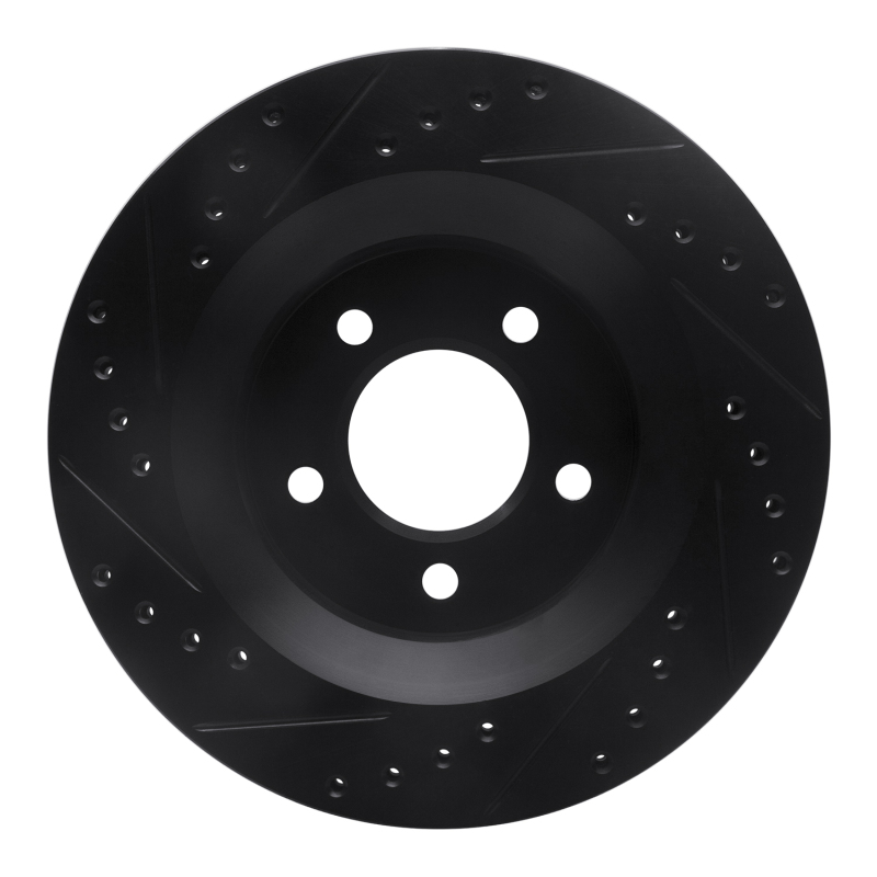 Chrysler 300M Brake Rotor (1) - Front Right - R1 Concepts - Drilled & Slotted - Black - `99-`04